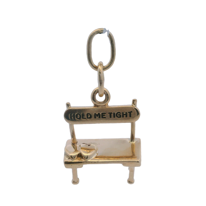 Vintage 14kt Yellow Gold Park Bench "Hold Me Tight" Hearts Love Charm