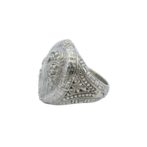 Sarda 925 Sterling Silver Swirl Pattern Oval Framed Ring Size 7