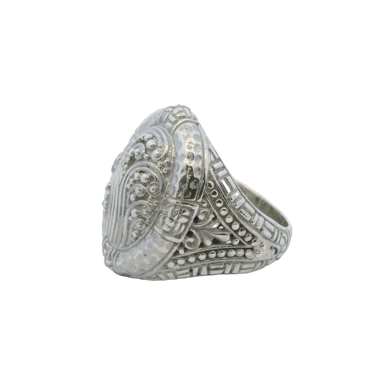 Sarda 925 Sterling Silver Swirl Pattern Oval Framed Ring Size 7