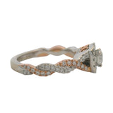 Neil Lane 14k Rose and White Gold Diamond Halo Twist Band Engagement Ring Size 4