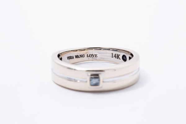Vera Wang Love Collection Groove 6mm Wedding Band 14K 585 White Gold Ring Size 9