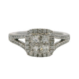 Solid 14kt White Gold Princess Cut Diamond Cluster Halo Engagement Ring Size 5