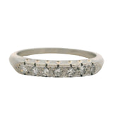 Vintage 1940s 14kt White Gold and 0.14ctw Diamond Line Wedding Band Ring Size 7