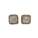 Pandora Square Sparkle Halo Stud Earrings In 14kt Yellow Gold and CZ Cubic Zirconia