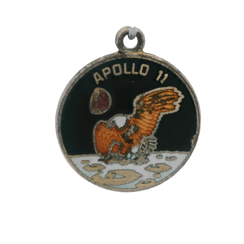 Vintage 1989 NASA 925 Sterling Apollo 11 20th Anniversary Colored Enamel Eagle Commemorative Circle Charm