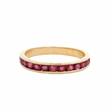 Solid 14kt Yellow Gold and Natural Ruby Half-Eternity Channel-Set 3mm Stacking Band Size 5.5