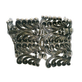 Vintage Danecraft 925 Sterling Silver 1.9" Wide Swirl Floral Double Panel 7.25" Bracelet
