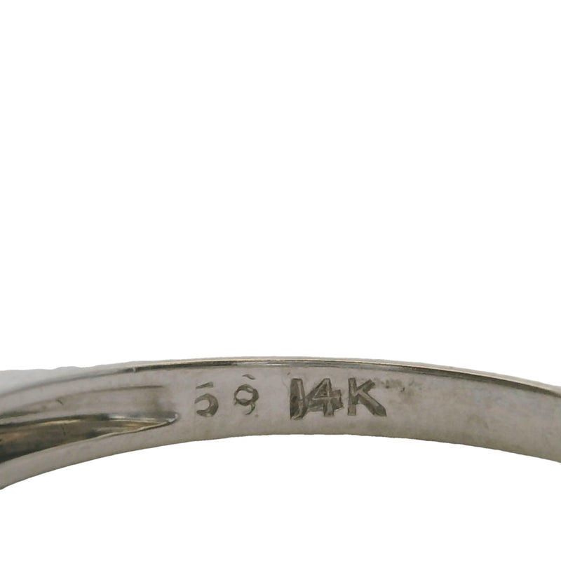 Vintage Knife Edge 14k 585 White Gold Fishtail Set Diamond Band Ring Size 6
