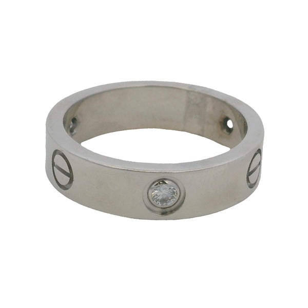 Cartier Solid 18kt White Gold Classic Model 5.5mm Love Ring with 3 Diamonds 0.22ct Size 60 9.25