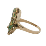 Antique Mid-Victorian 14kt Yellow Gold Lucky 4-Leaf Clover Old Mine Diamond Ring Size 9.5