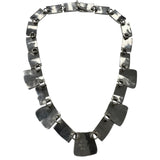 Vintage Taxco 925 Sterling Silver and Malachite Shards Riviere Collar 17" Necklace