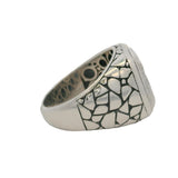 Samuel B Jewelry 925 Sterling Silver Nugget Pattern Hammered-Top Signet Ring Size 10