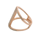 EFFY Solid 14kt Rose Gold and Diamond Cocktail Long Cage Ring Size 7