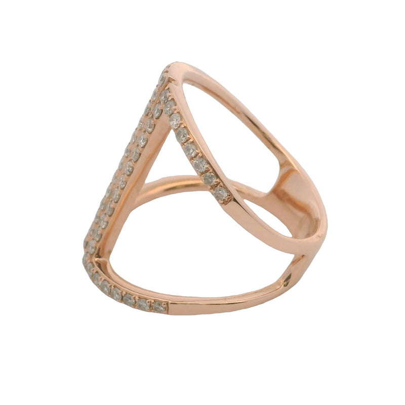EFFY Solid 14kt Rose Gold and Diamond Cocktail Long Cage Ring Size 7