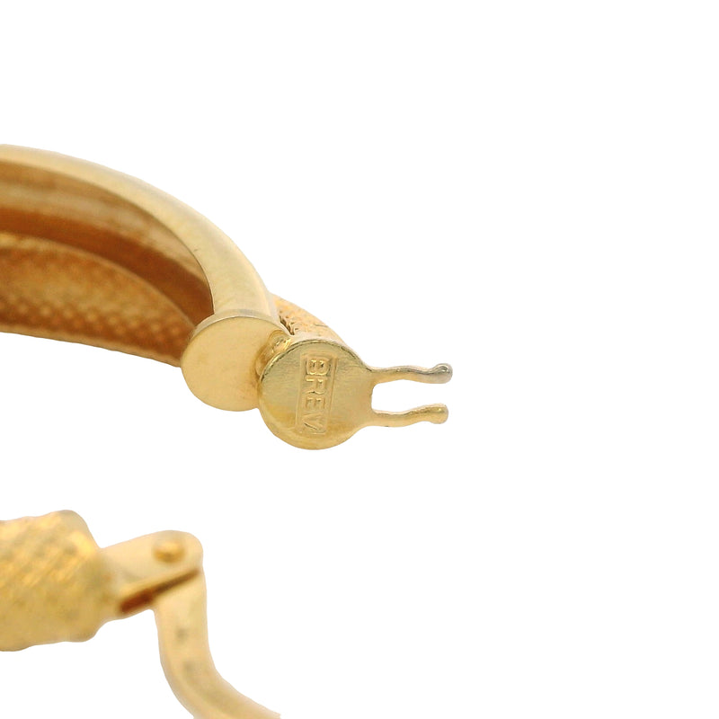 Vintage UnoAerre Solid 18kt Yellow Gold Polished and Textured 25mm Hoop Earrings