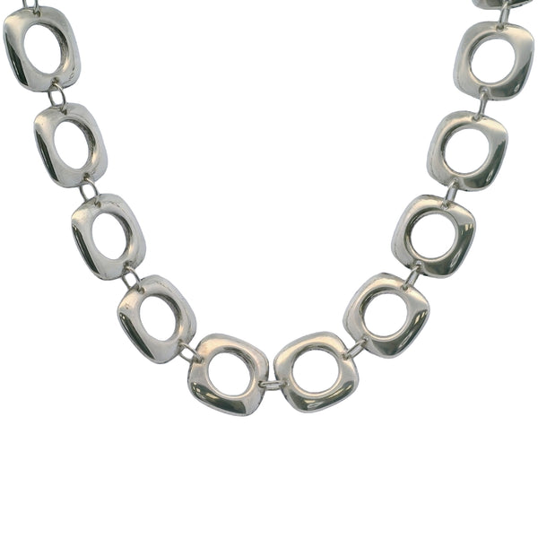 Tiffany & Co 925 Sterling Silver Square Cushion Link Toggle 17" Necklace