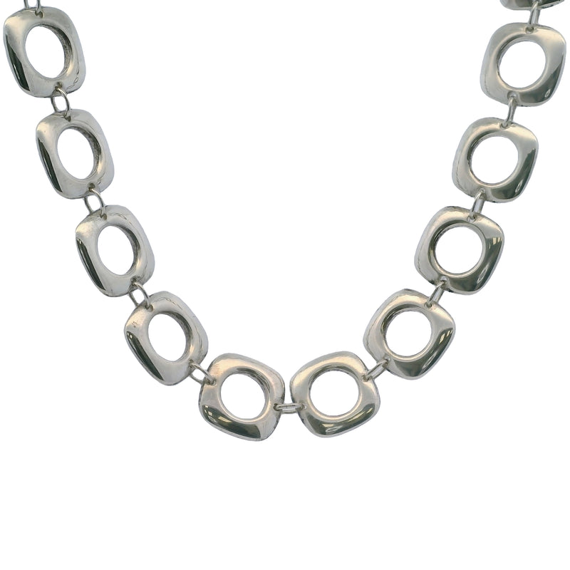 Tiffany & Co 925 Sterling Silver Square Cushion Link Toggle 17" Necklace