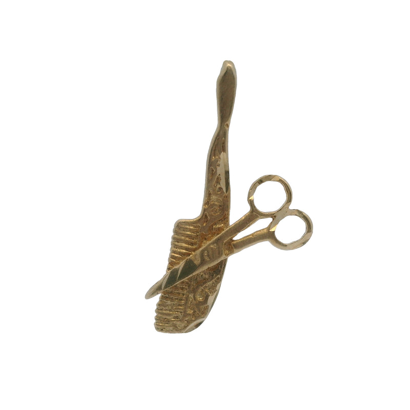 Vintage Michael Anthony 14kt Yellow Gold Comb and Scissors Hairdresser Charm Pendant