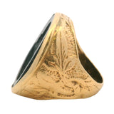 Antique Solid 14kt Yellow Gold Black Carved Wedgewood Intaglio Ring Size 6