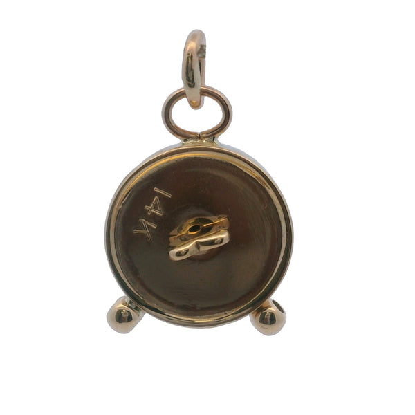 Vintage 14kt Yellow Gold Alarm Analog Clock Time Charm