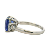 Solid 900 Platinum 2.64ct Tanzanite Solitaire Ring with 6 Accent Diamonds Size 9