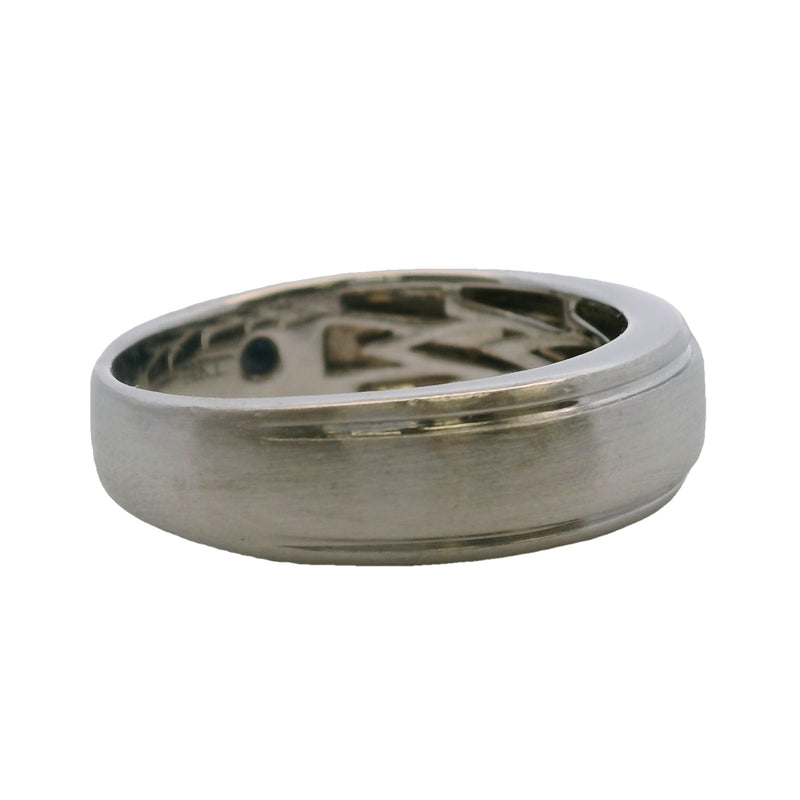Alianza Vera Wang Love de oro blanco macizo de 14 kt de 7 mm con diamante negro de 0,5 ct con montura al ras, talla 10,5