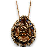 Le Vian 14kt Rose Gold 18" Necklace With Teardrop Pendant with White Diamonds and Blue Sapphires