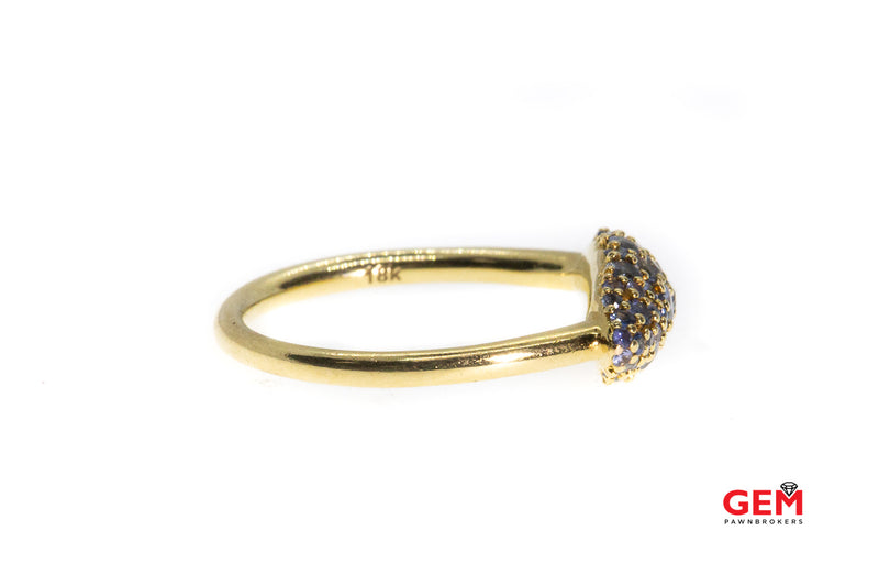 Alexis Bittar Marquis Pave Collection Blue Gray Sapphire Womans 18K 750 Solid Gold Ring