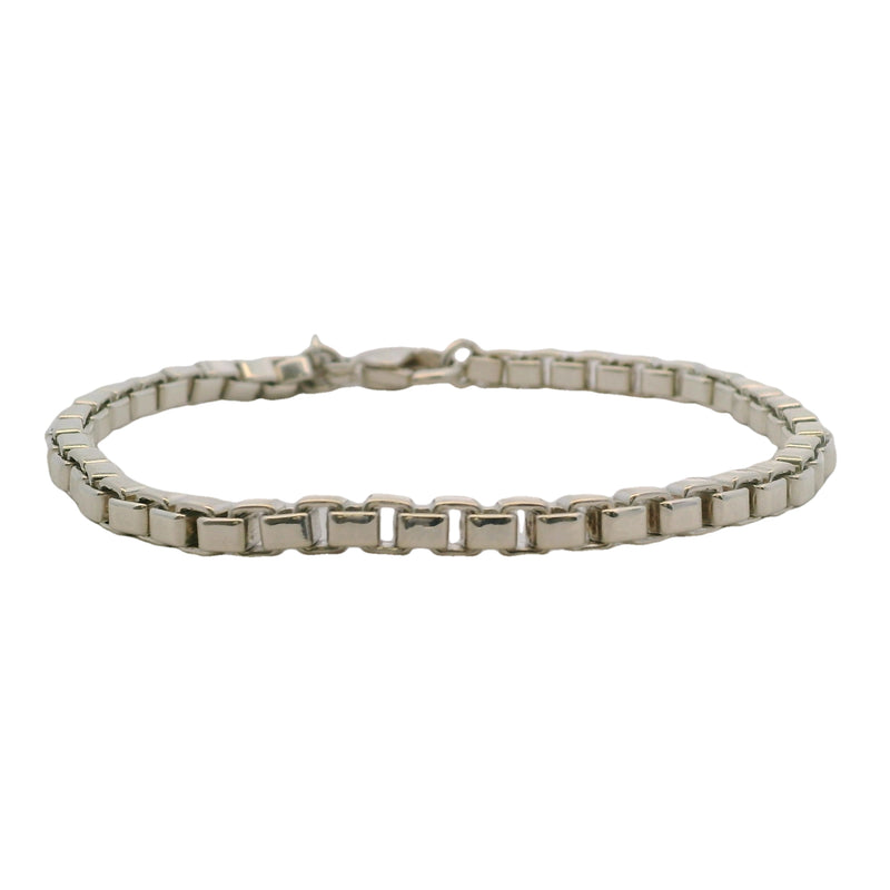 Tiffany & Co Venetian Link 925 Sterling Silver 7.5" Box Chain Bracelet