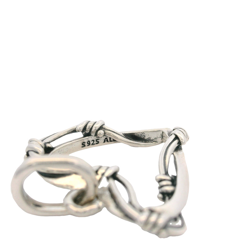 Pandora Solid 925 Sterling Silver Barbed Wire Heart Medallion Pendant Charm