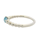 Pandora Solid 925 Sterling Silver with Blue CZ Bubble Bead Ring Size 6.5