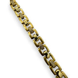 EFFY D'Oro Solid 14kt Yellow Brushed Gold Flat Square Link Bracelet with 0.25ctw Diamonds 7" Length
