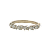 Solid 14k White Gold Sparkling Leaf Pattern Pear and Round Diamond Wedding Band Ring Size 5