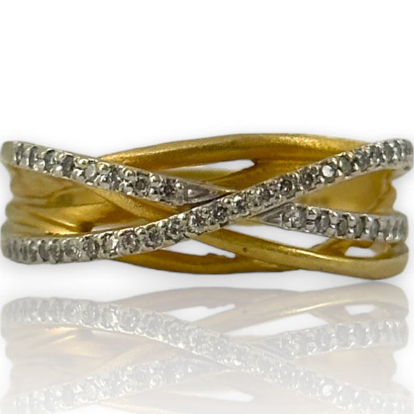 I. REISS Solid 14kt Yellow Gold Gallery Matte-Finish Arch Tube Ring Size 7.5