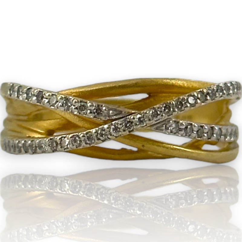 I. REISS Solid 14kt Yellow Gold Gallery Matte-Finish Arch Tube Ring Size 7.5