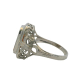 Antique 1920s Solid 10kt White Gold Orange Citrine Solitaire Filigree Ring Size 7