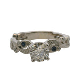 Kirk Kara Angelique Collection 14kt White Gold 1ct Natural Diamond Solitaire With Lace Sapphire and Diamond Band Size 8