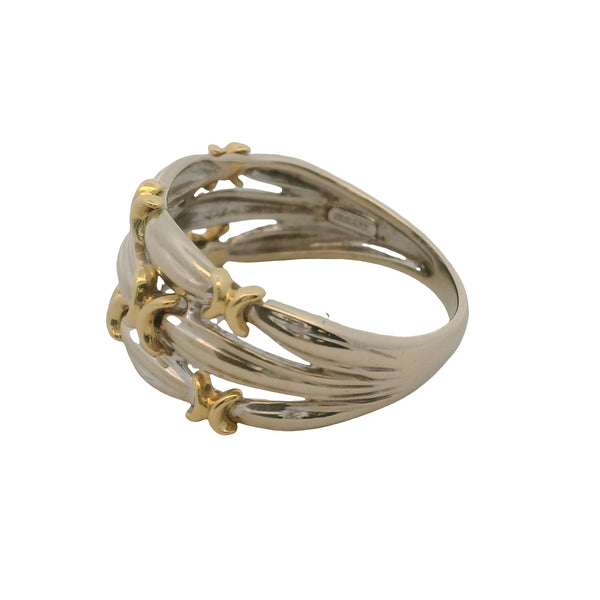 Solid 18kt White and Yellow Gold 3-Band Faux Stack Ring Size 6