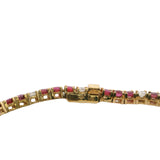 Vintage Solid 14kt Yellow Gold Alternating Ruby and Diamond 7" Tennis Bracelet