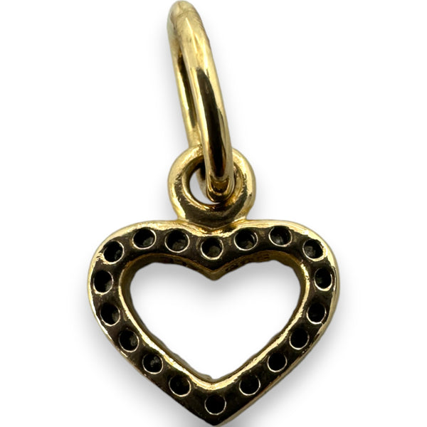 Pandora Rare Retired 14kt Solid Yellow Gold and Cubic Zirconia Heart Charm Dangle Pendant ALE 585