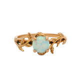 18kt Rose Gold Wrapped Vines Leaves Cabochon Lab Opal Solitaire Ring Size 8.5