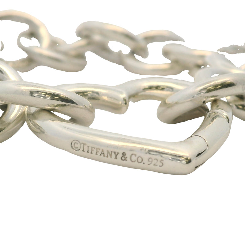 Retired Tiffany & Co Solid 925 Sterling Silver Heart Clasp Cable Link Bracelet 7"