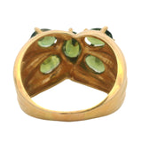 14kt Solid Yellow Gold 13mm Thick Band Cocktail Ring with 5 Oval-Cut Green Sapphires Totaling 3ct Size 7