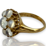 Vintage 14kt Yellow Gold Large Ceylon Moonstone Cluster Statement Ring Size 6.75