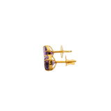 Solid 18kt Yellow Gold Amethyst Oval 8x6mm Stud Pierced Screw-Back Earrings