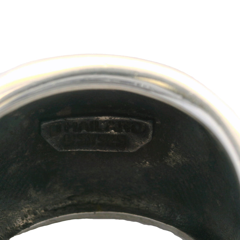 Anillo de cúpula de plata de ley 925 con incrustaciones de nácar y concha de abulón, talla 7, fabricado en Tailandia.