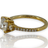Brilliant Earth 18kt Yellow Gold Lab Grown VVS2 Princess Cut Diamond Engagement Ring with Round Accent Diamonds Size 5.5