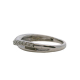 Solid 14kt White Gold and 0.17ctw Diamond Curved Crown Accent Band Ring