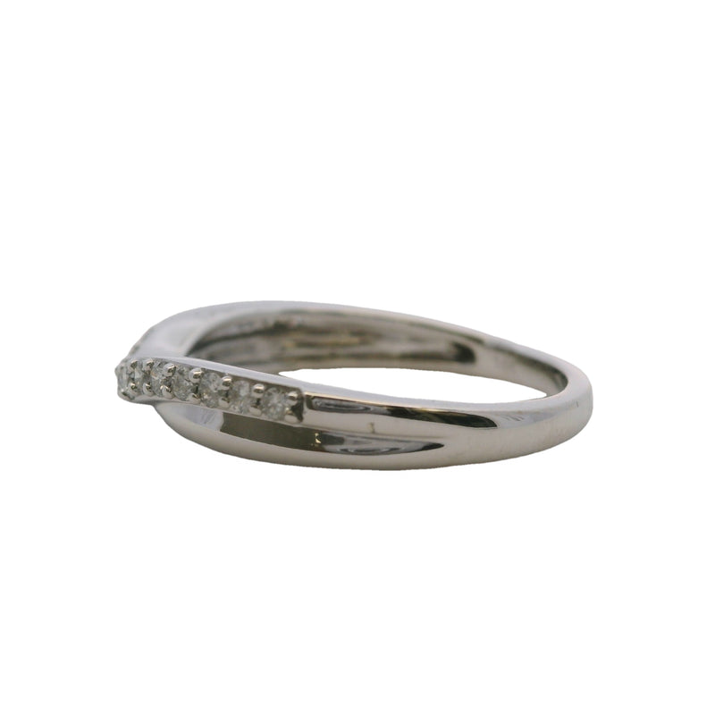 Solid 14kt White Gold and 0.17ctw Diamond Curved Crown Accent Band Ring