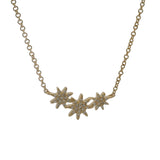 Shy Creation Fine Jewelry Solid 14kt Yellow Gold Celeste 0.09CT Triple Diamond Star Station Pendant Necklace with 4 Adjustable Lengths